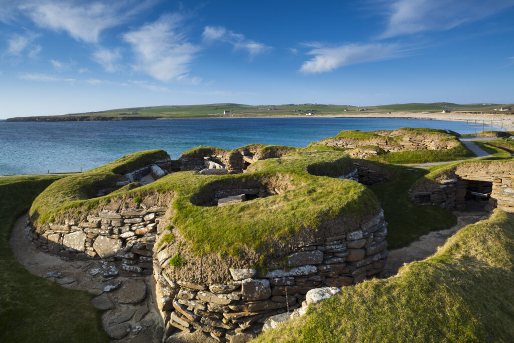 Scotland, Orkney Islands, Skara Brae Prehistoric Village.
