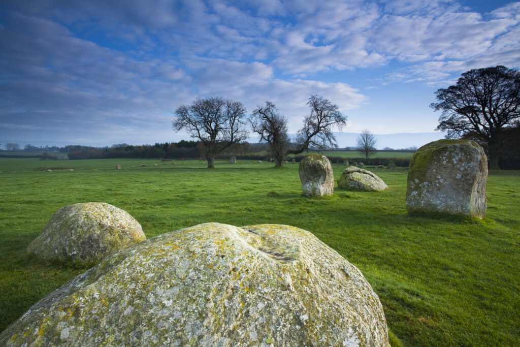 England, Cumbria, Little Salkeld. Long Meg and her daughters.