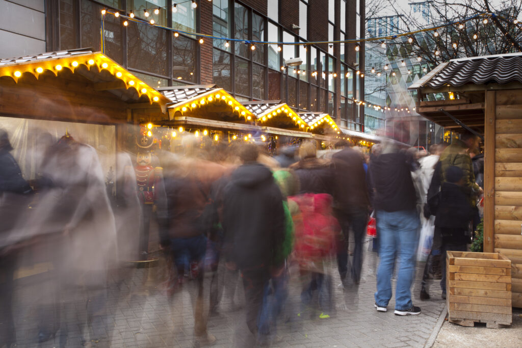 England, Greater Manchester, Brazennose Street Christmas Market.