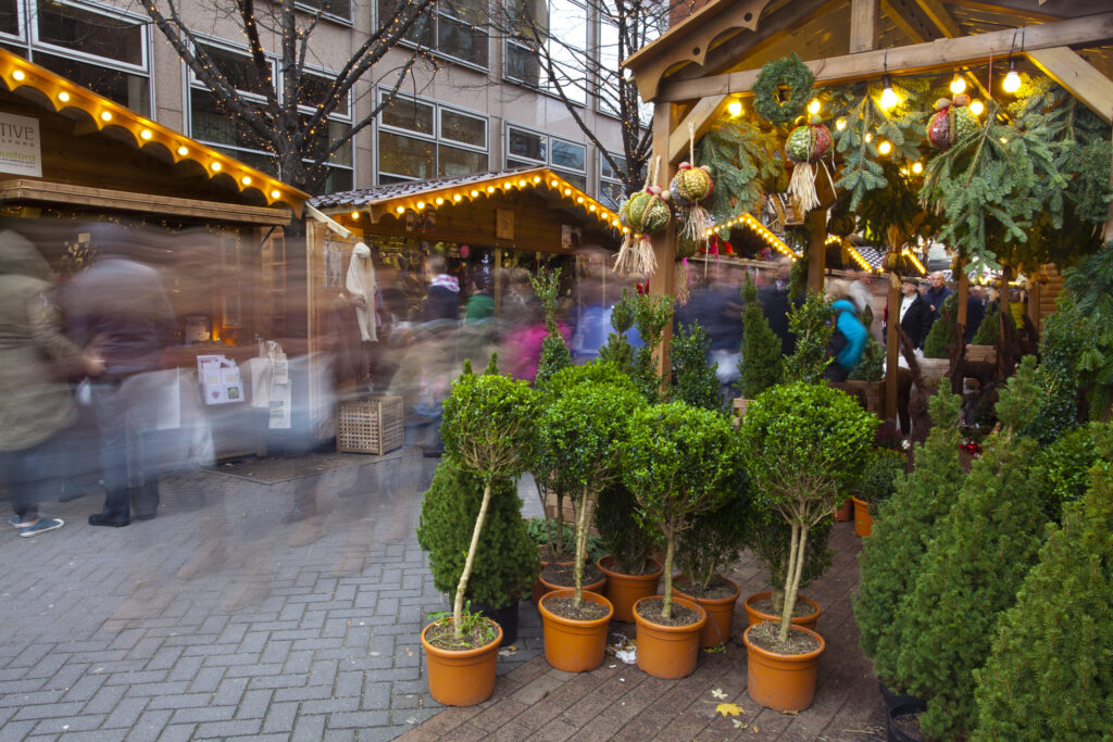 England, Greater Manchester, Brazennose Street Christmas Market.