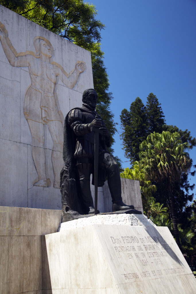 Argentina, Buenos Aires Province, Buenos Aires. Monument in the Plarque Lezama, dedicated to Pedro De Mendoza – The founder of Buenos Aires.