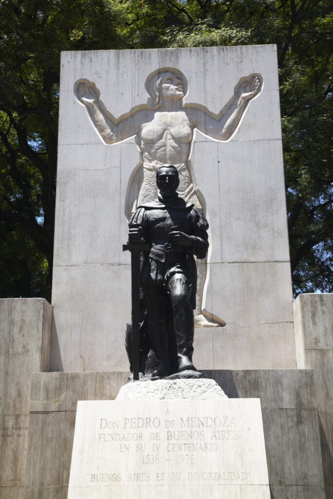 Argentina, Buenos Aires Province, Buenos Aires. Monument in the Plarque Lezama, dedicated to Pedro De Mendoza – The founder of Buenos Aires.
