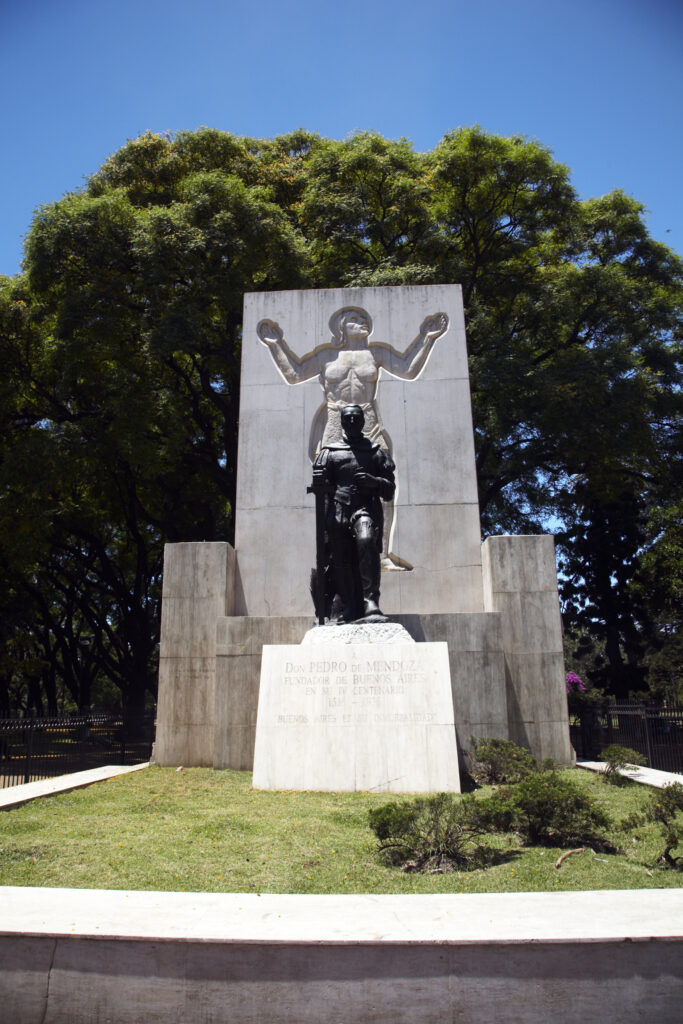 Argentina, Buenos Aires Province, Buenos Aires. Monument in the Plarque Lezama, dedicated to Pedro De Mendoza – The founder of Buenos Aires.
