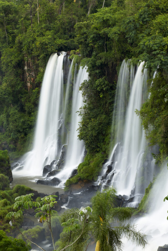 Argentina, Misiones, Iguazu National Park. The impressive Iguazu waterfalls – A world heritage site.