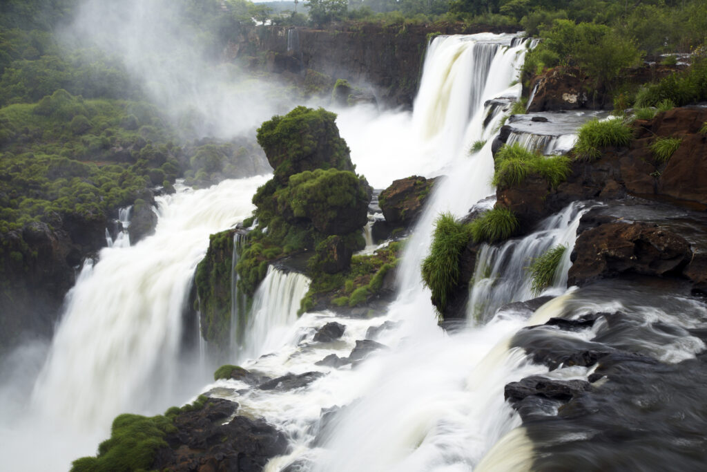 Argentina, Misiones, Iguazu National Park. The impressive Iguazu waterfalls – A world heritage site.