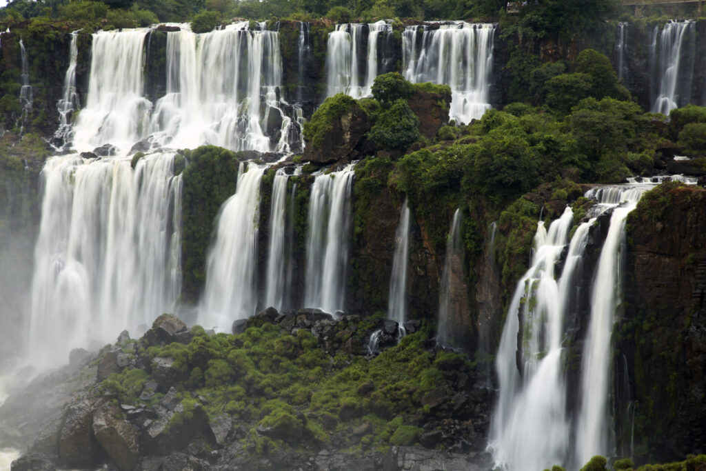 Argentina, Misiones, Iguazu National Park. The impressive Iguazu waterfalls – A world heritage site.
