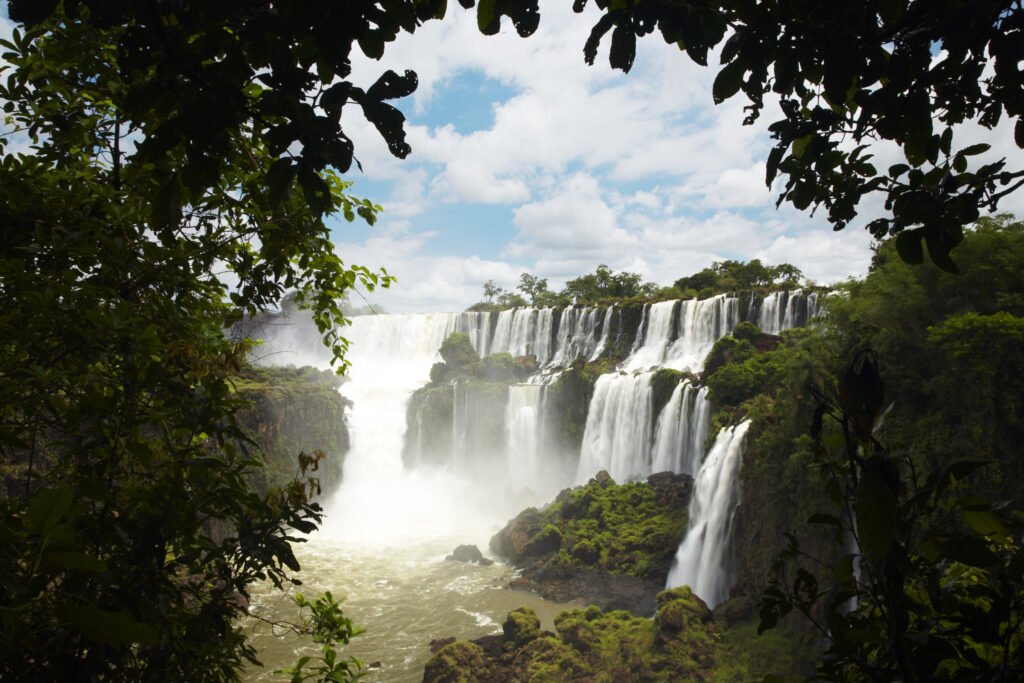 Argentina, Misiones, Iguazu National Park. The impressive Iguazu waterfalls – A world heritage site.