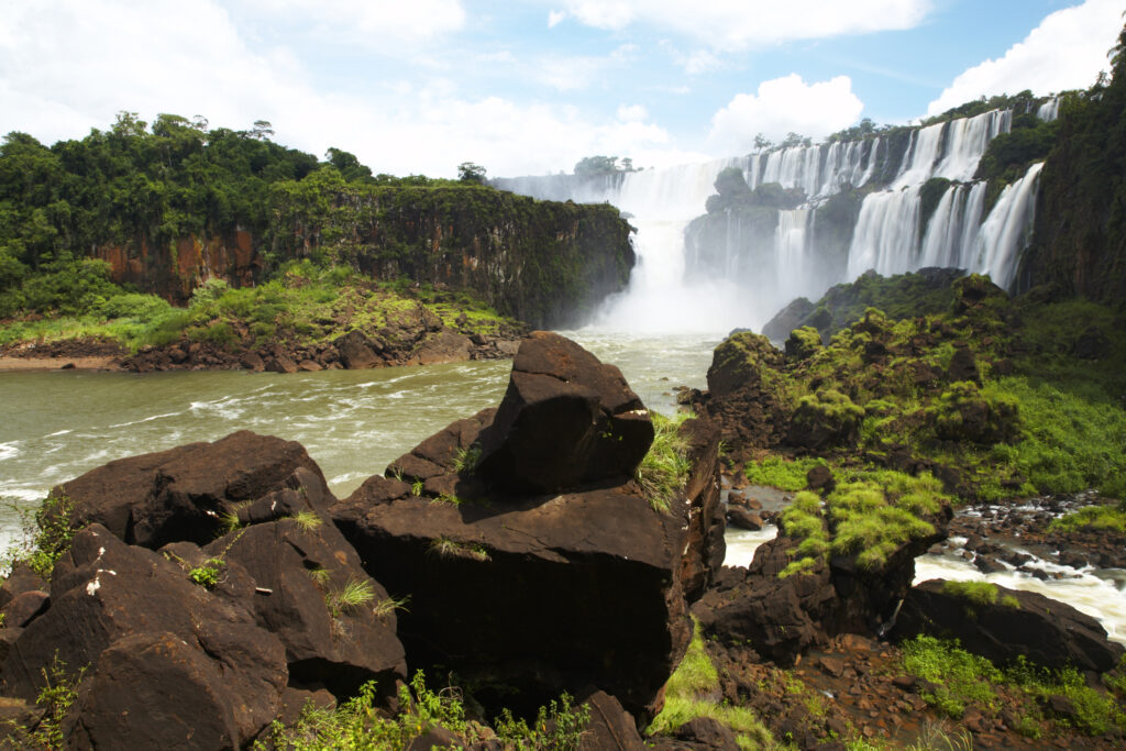 Argentina, Misiones, Iguazu National Park. The impressive Iguazu waterfalls – A world heritage site.