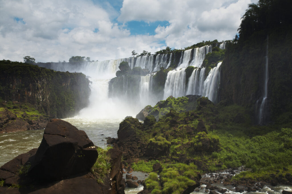 Argentina, Misiones, Iguazu National Park. The impressive Iguazu waterfalls – A world heritage site.