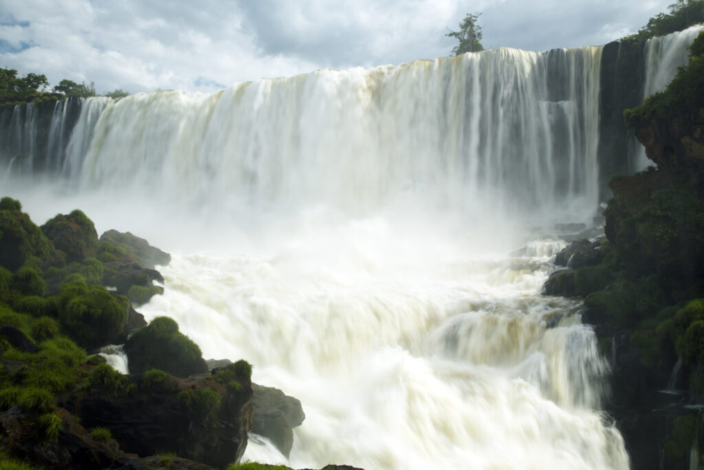 Argentina, Misiones, Iguazu National Park. The impressive Iguazu waterfalls – A world heritage site.