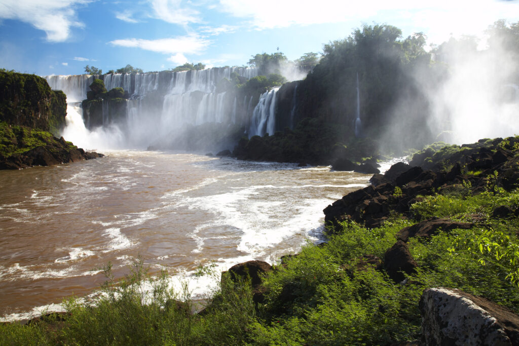 Argentina, Misiones, Iguazu National Park. The impressive Iguazu waterfalls – A world heritage site.