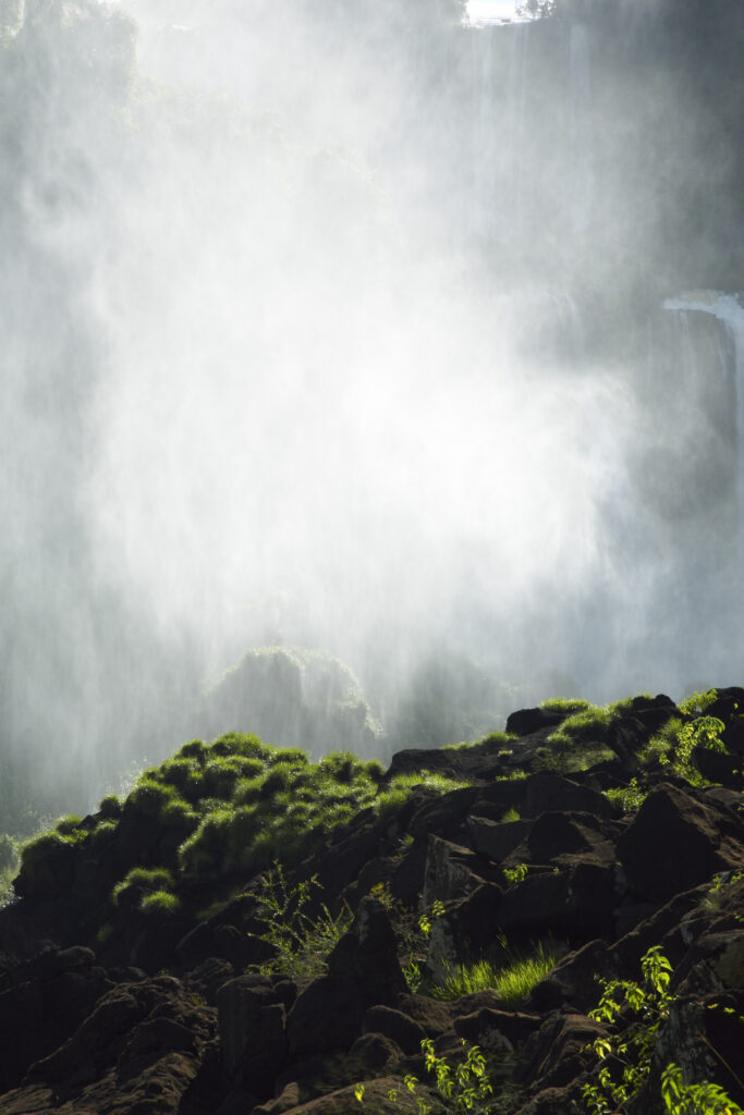 Argentina, Misiones, Iguazu National Park. Detail of the impressive Iguazu waterfalls – A world heritage site.