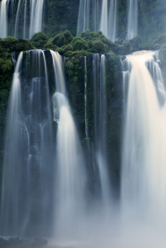 Argentina, Misiones, Iguazu National Park. Detail of the impressive Iguazu waterfalls – A world heritage site.