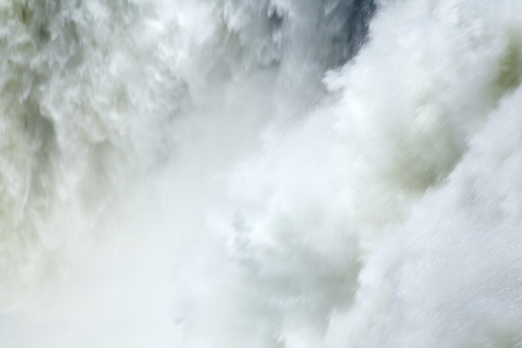 Argentina, Misiones, Iguazu National Park. Close up of the impressive Iguazu waterfalls – A world heritage site.