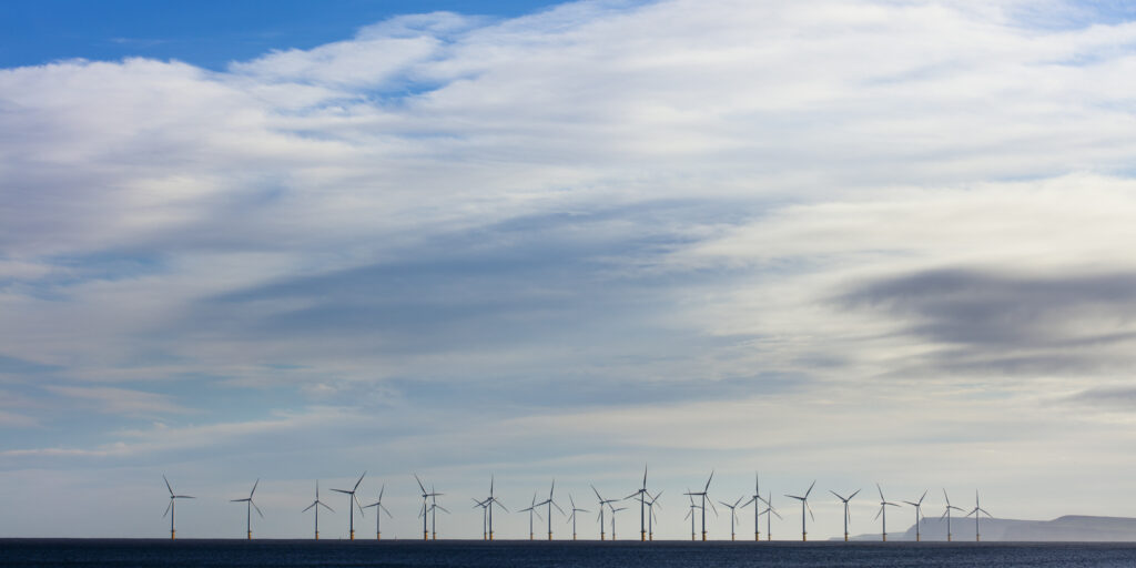 England, County Durham, Teesside Offshore Windfarm.