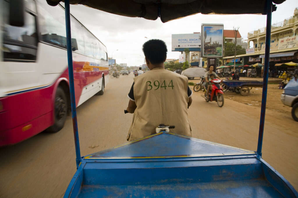 Cambodia, Siem Reap, Traffiic congestion.