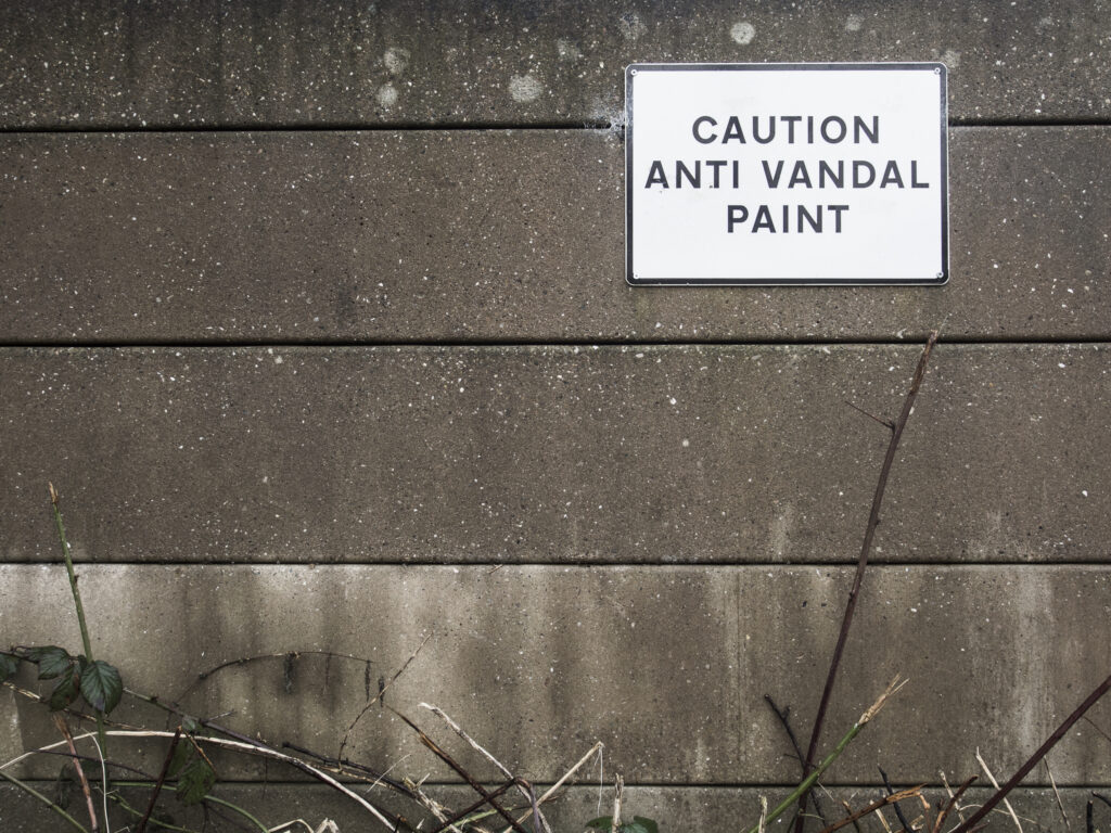 England, West Midlands, Caution Anti Vandal Paint Sign.
