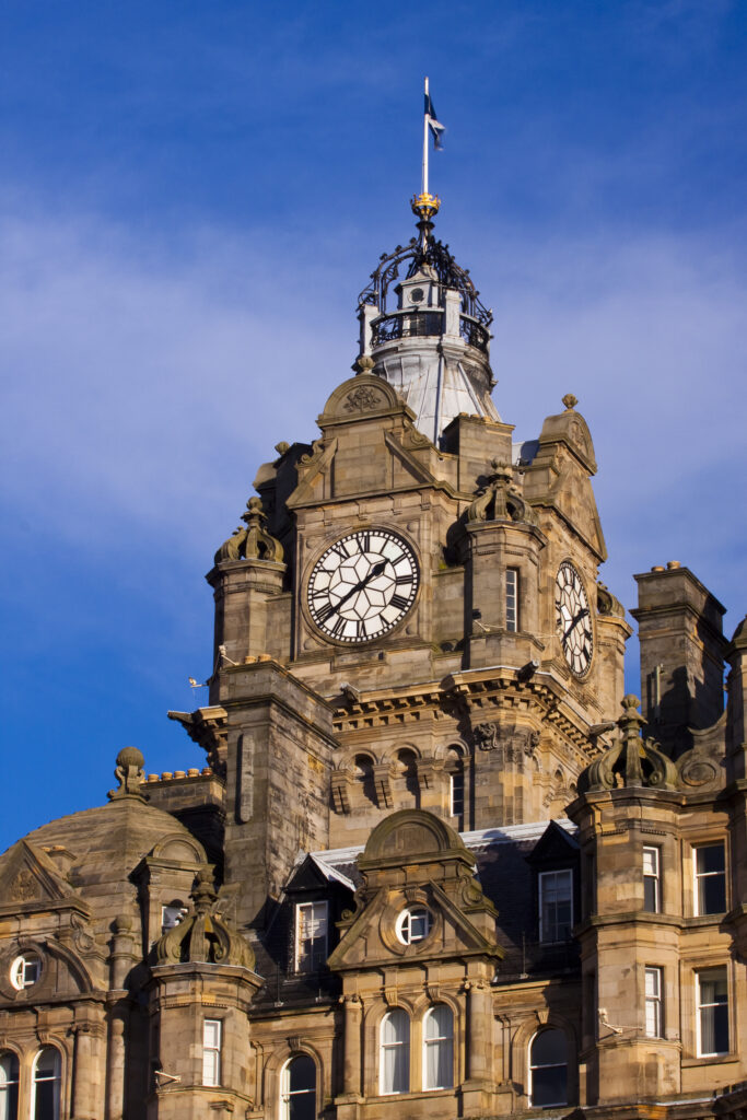 Scotland, Edinburgh, Balmoral Hotel Clock Tower.