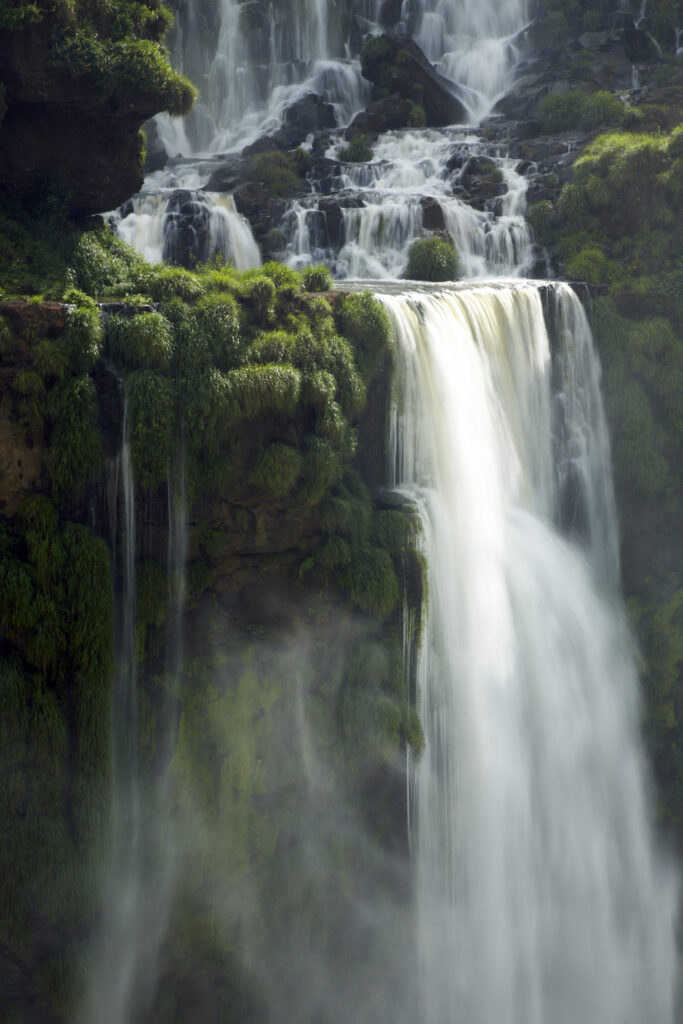 Argentina, Misiones, Iguazu National Park. Detail of the impressive Iguazu waterfalls – A world heritage site.